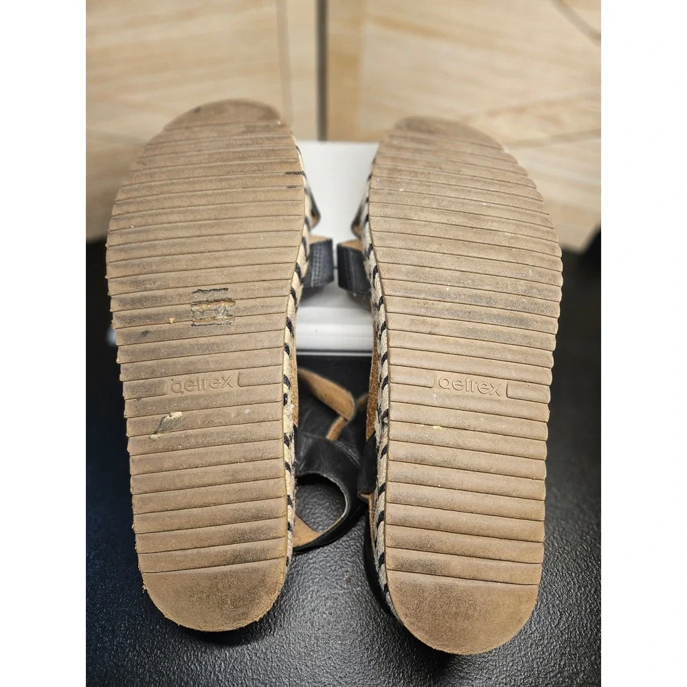 Aetrex Platform Espadrille Sandals‎ Women 10 Black Paula CP150W Chunky #684